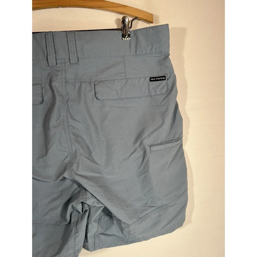 Huk Fishing Shorts Mens 2XL Blue Performance Flat Front Outdoor Angler